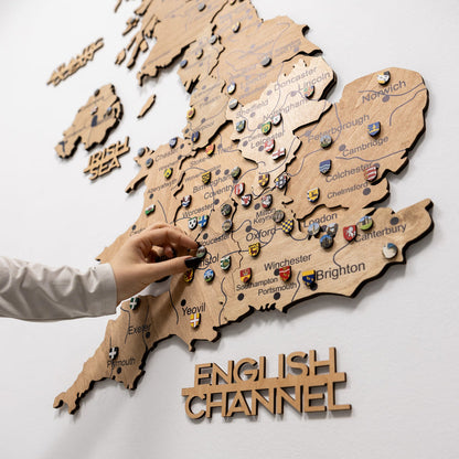 3D Wooden Map of the United Kingdom - Gold