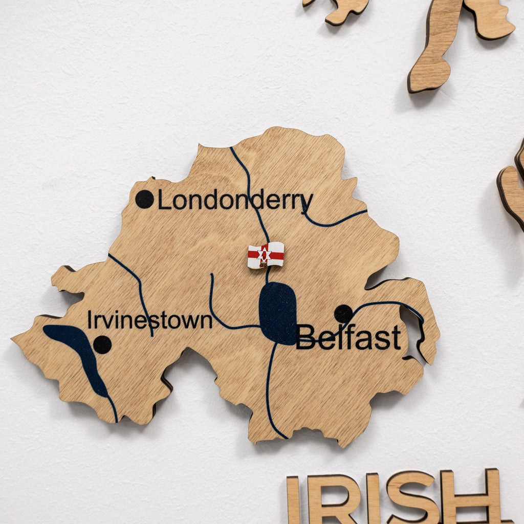 3D Wooden Map of the United Kingdom - Gold