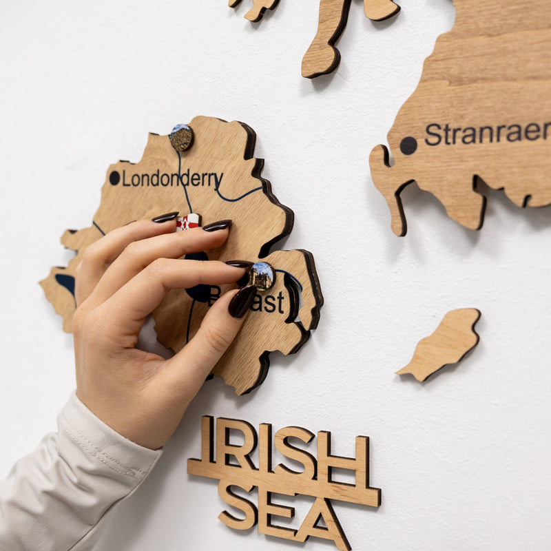 3D Wooden Map of the United Kingdom - Gold