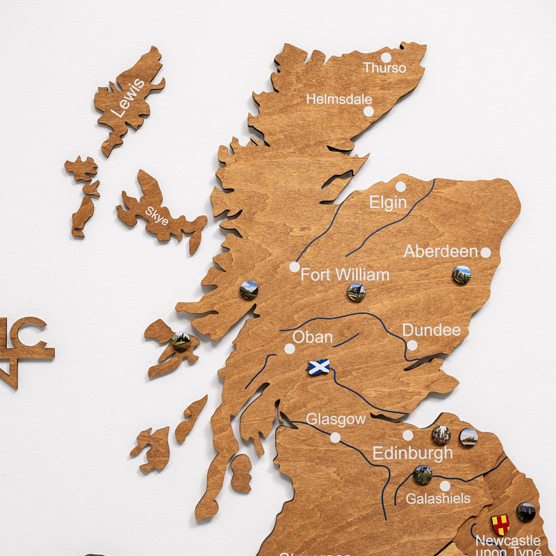 3D Wooden Map of the United Kingdom - Oak