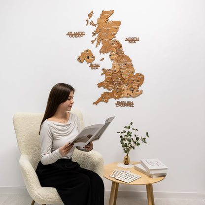 3D Wooden Map of the United Kingdom - Oak