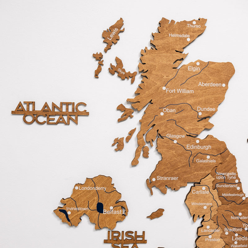 3D Wooden Map of the United Kingdom - Oak