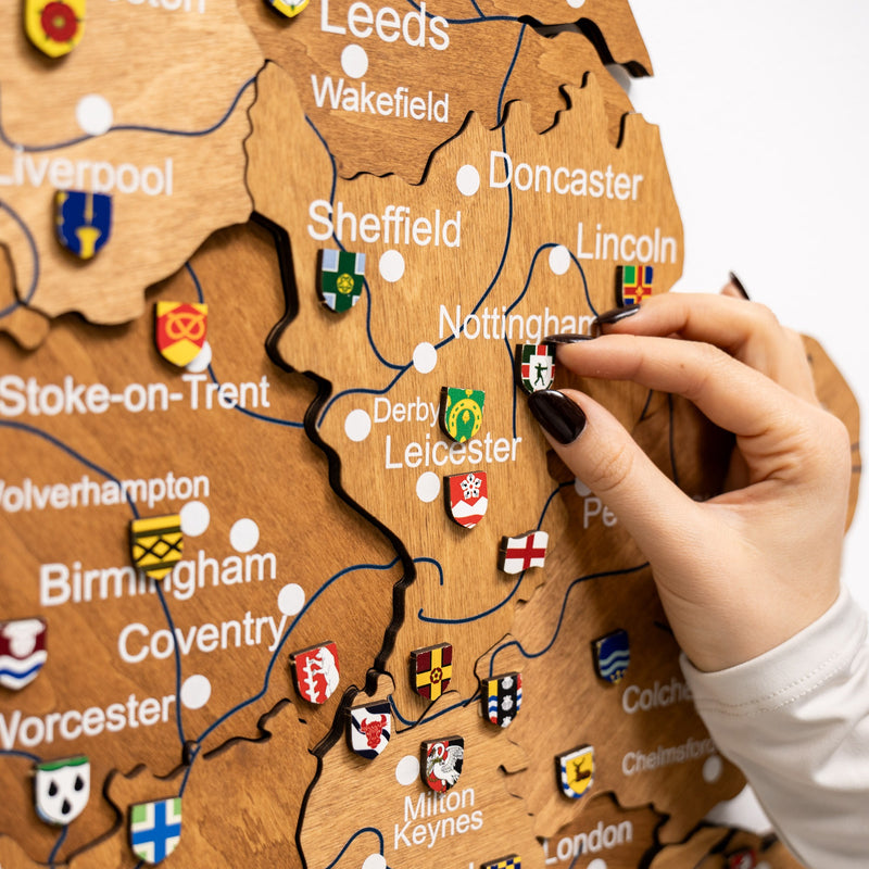 3D Wooden Map of the United Kingdom - Oak