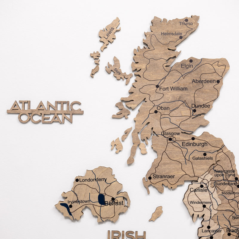 3D Wooden Map of the United Kingdom - Terra