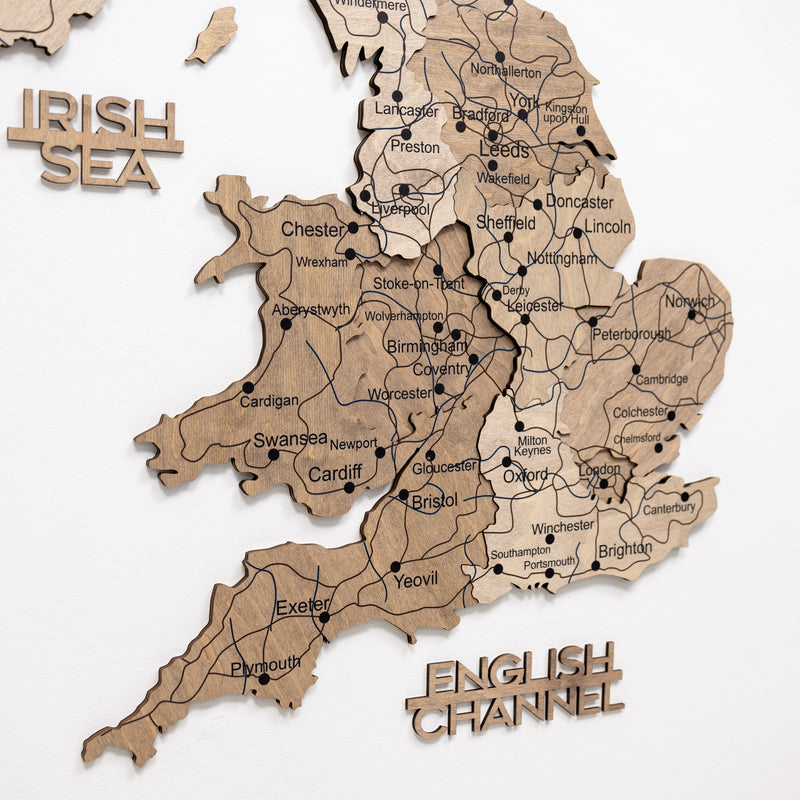 3D Wooden Map of the United Kingdom - Terra