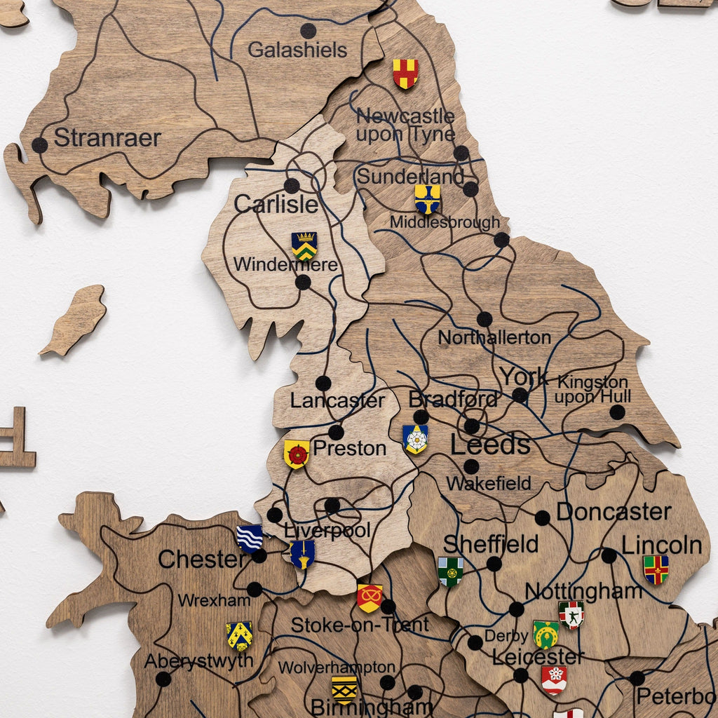 3D Wooden Map of the United Kingdom - Terra