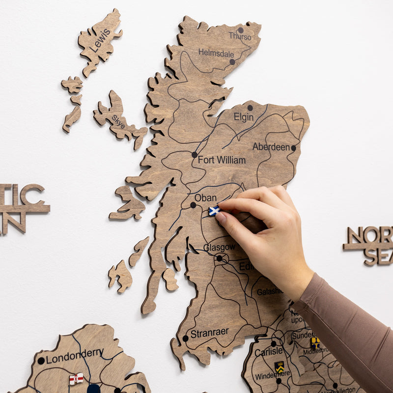 3D Wooden Map of the United Kingdom - Terra