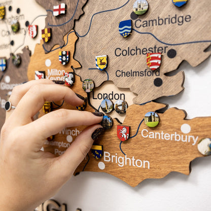 3D Wooden Map of the United Kingdom - Multicolor