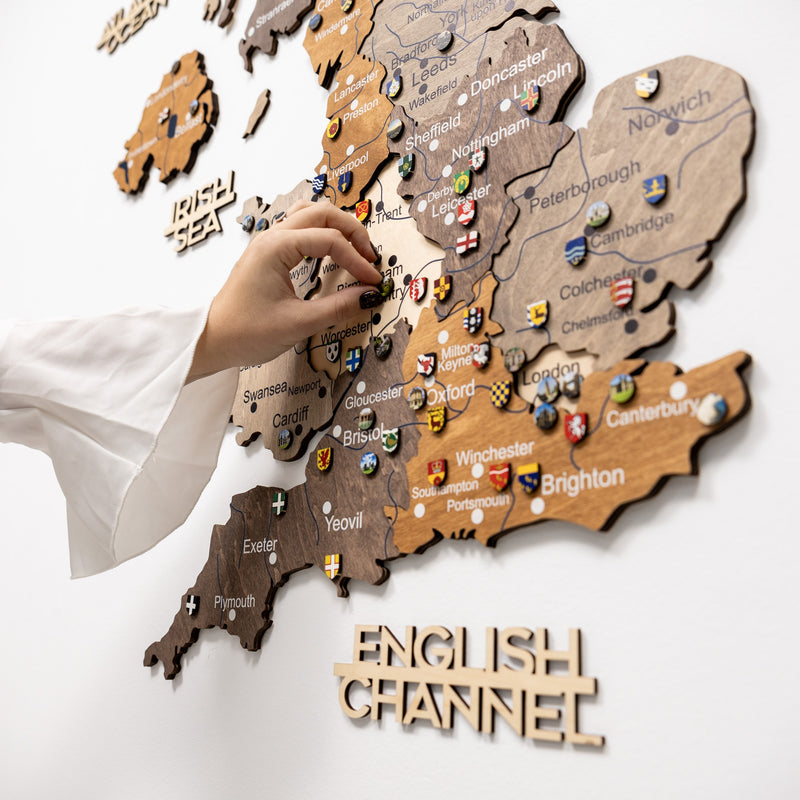 3D Wooden Map of the United Kingdom - Multicolor