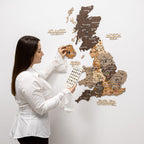 3D Wooden Map of the United Kingdom - Multicolor