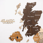 3D Wooden Map of the United Kingdom - Multicolor