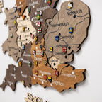 3D Wooden Map of the United Kingdom - Multicolor