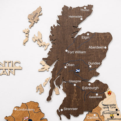 3D Wooden Map of the United Kingdom - Multicolor