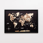 3D Wooden Panel World Map Smokey