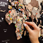 3D Wooden Panel World Map Smokey