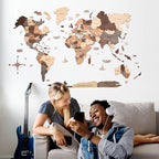 wooden world map for wall
