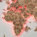 3D Solid Wooden World Map - Ash