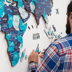 led wooden world map