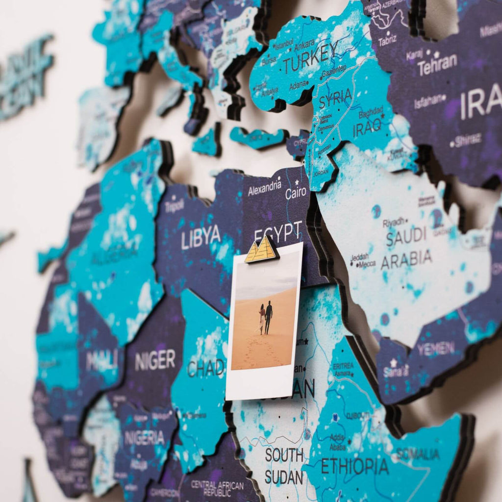 led wooden world map