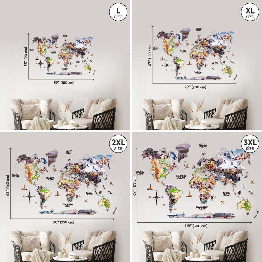 world map photo collage