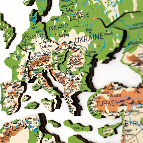 2D Wooden World Map Physical