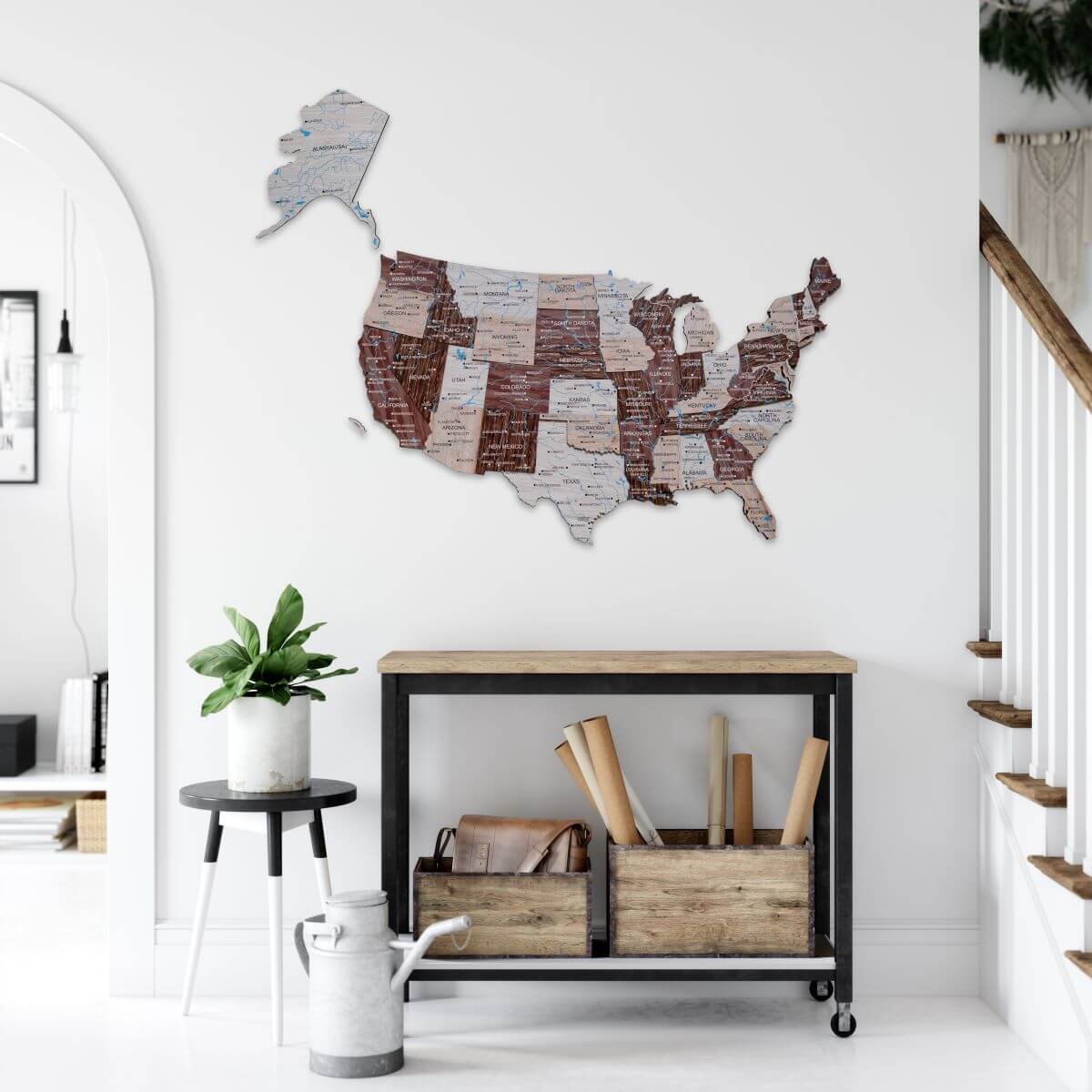 3D Wooden USA Map Urban