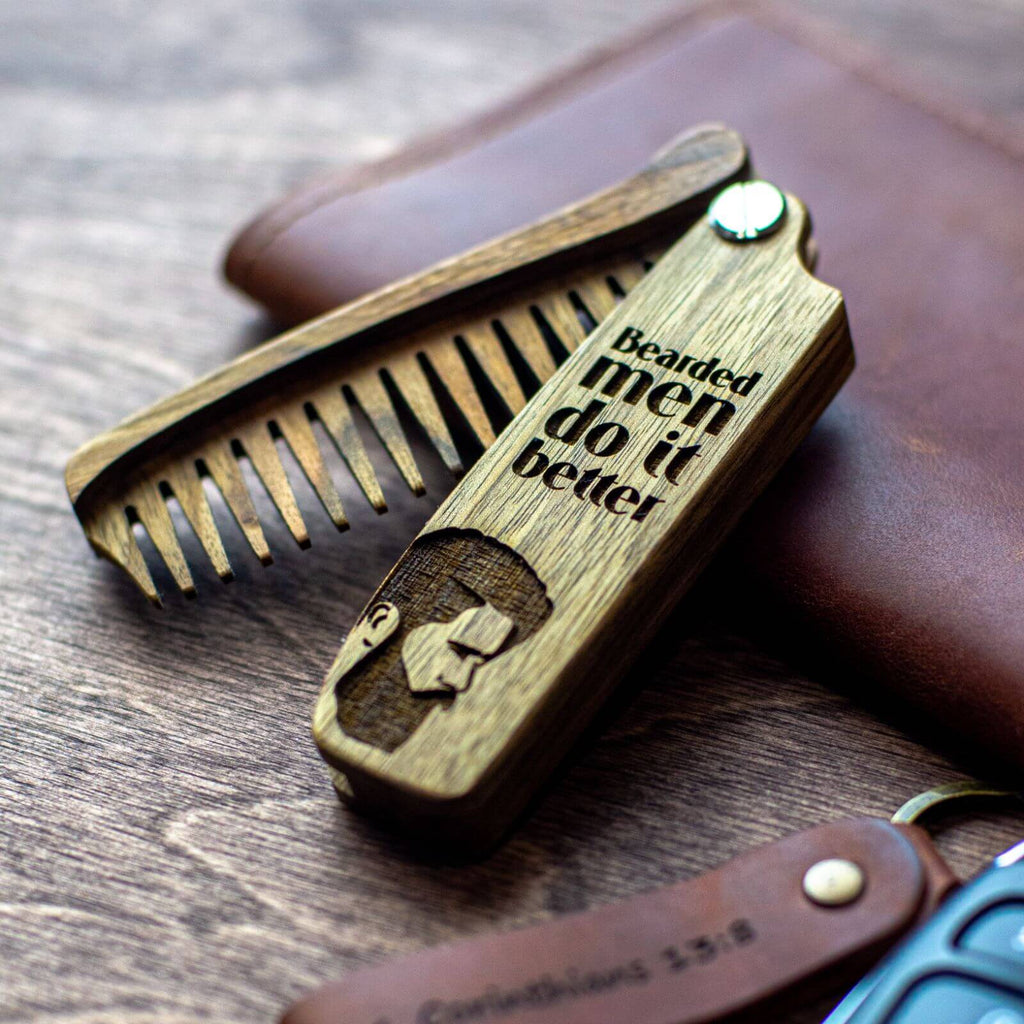 wooden man combs