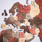 3d colored wooden world map fusion