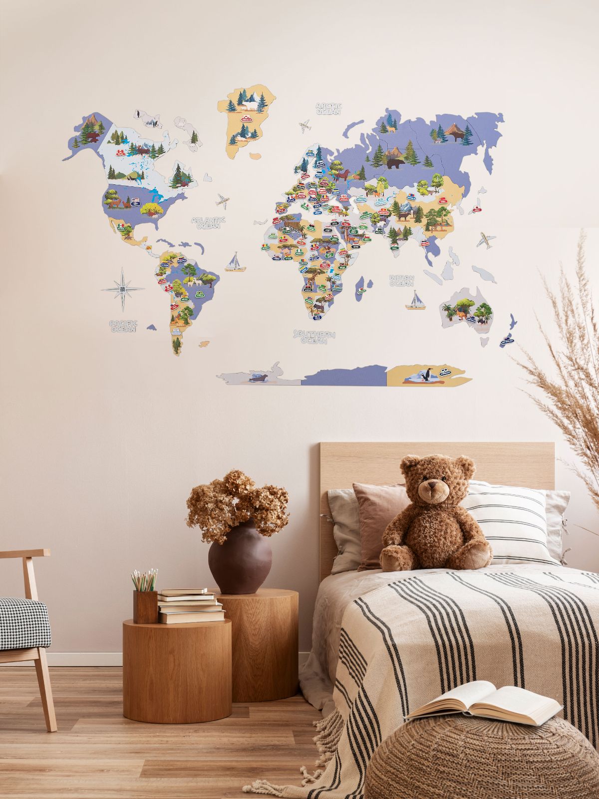 Nursery World Map Indigo
