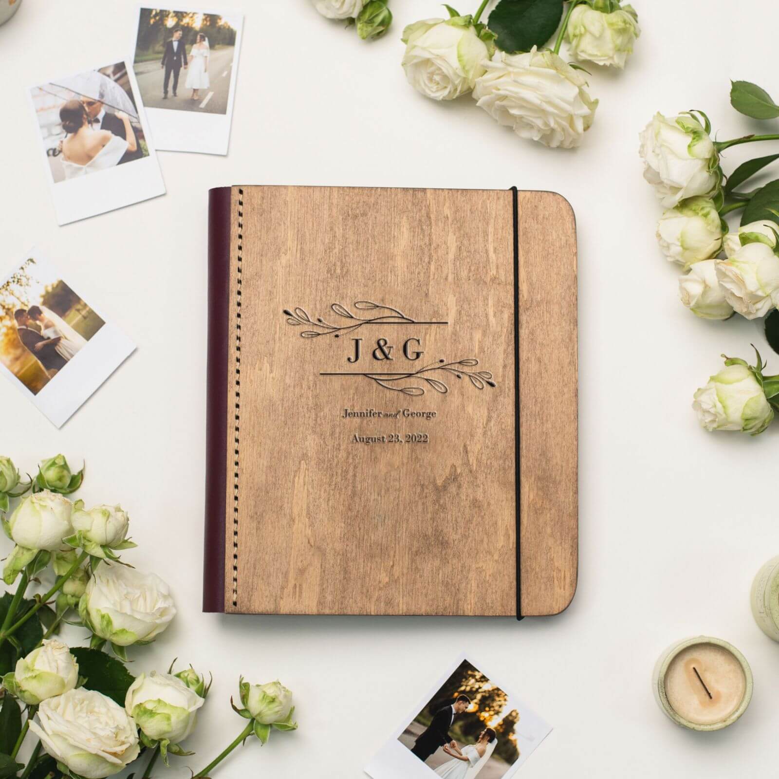 wooden book for photos