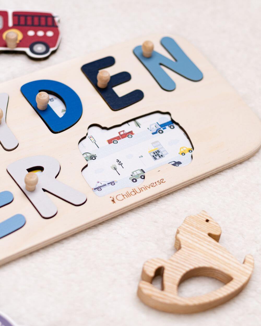 cars double wooden  puzzle