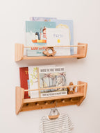 wooden shelf on wall