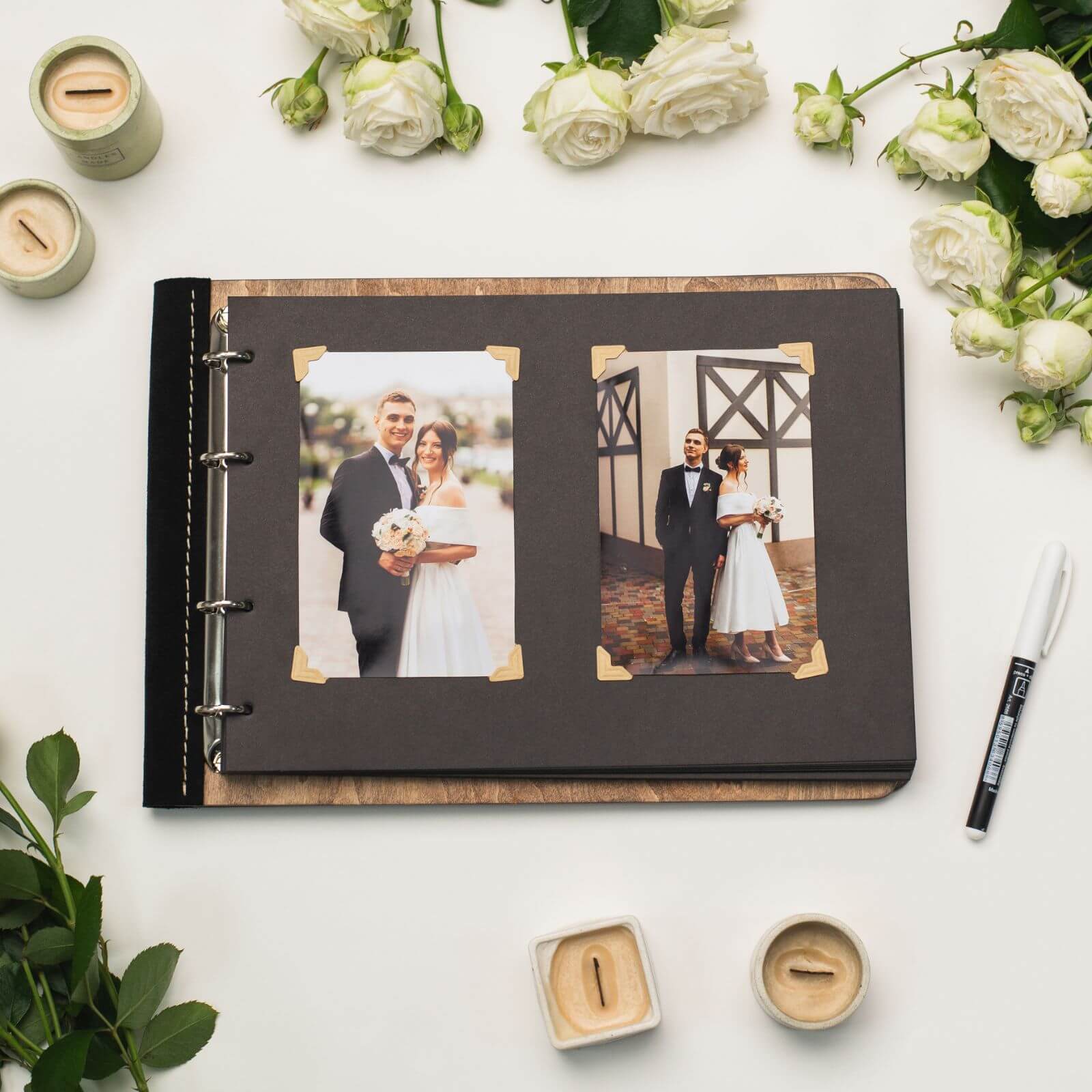 wooden leather photo book 