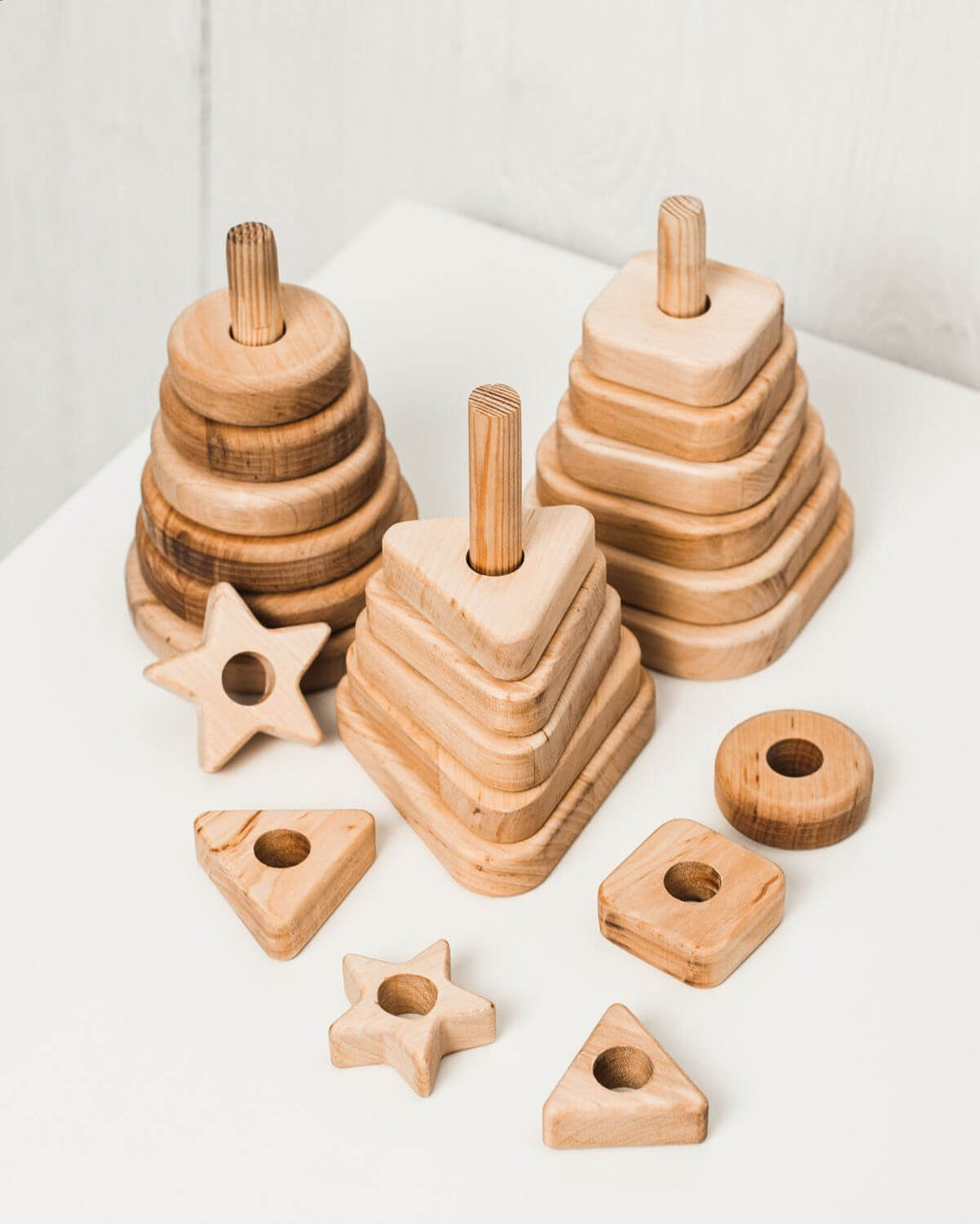 wooden triangle stacking 