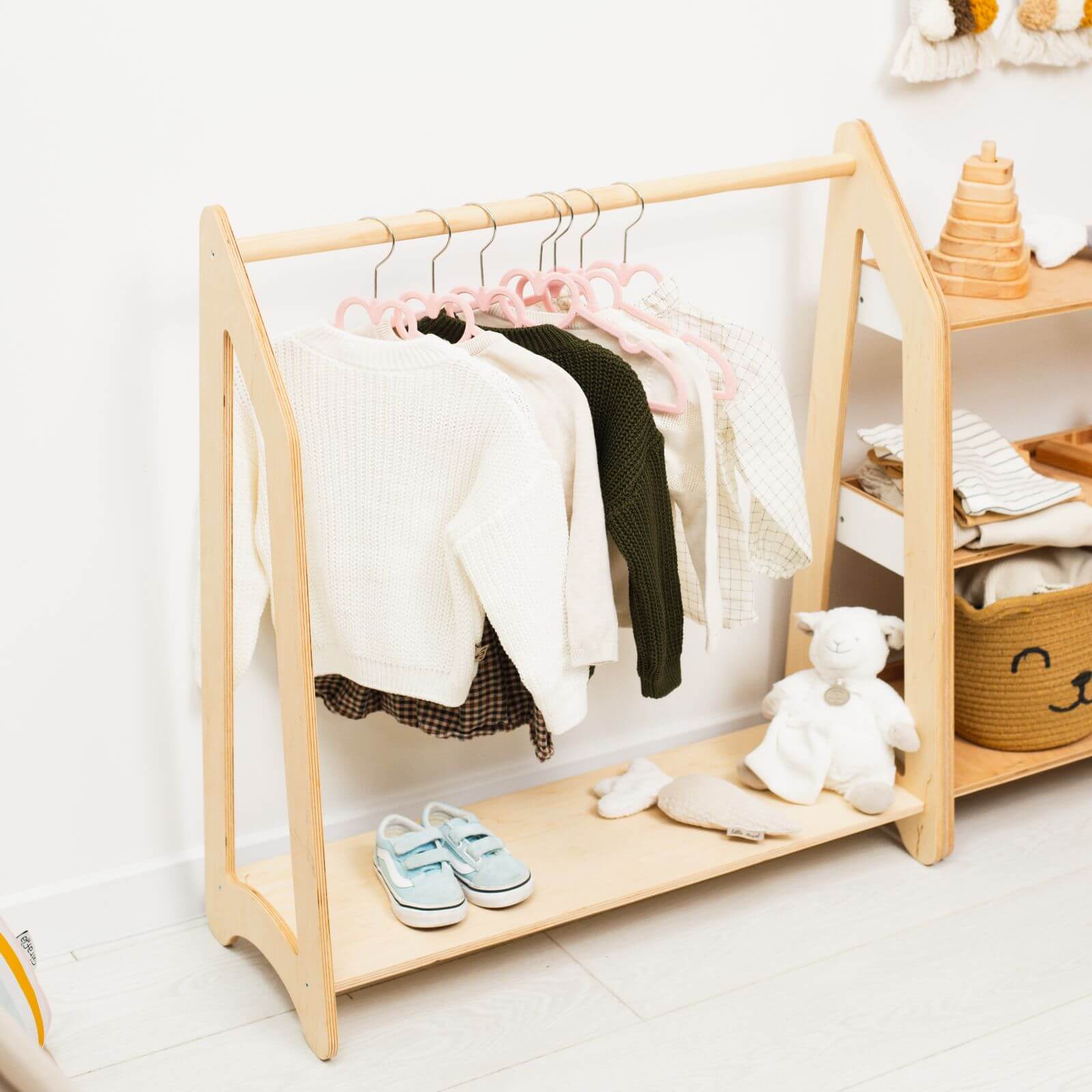 wooden toddler clothes rack