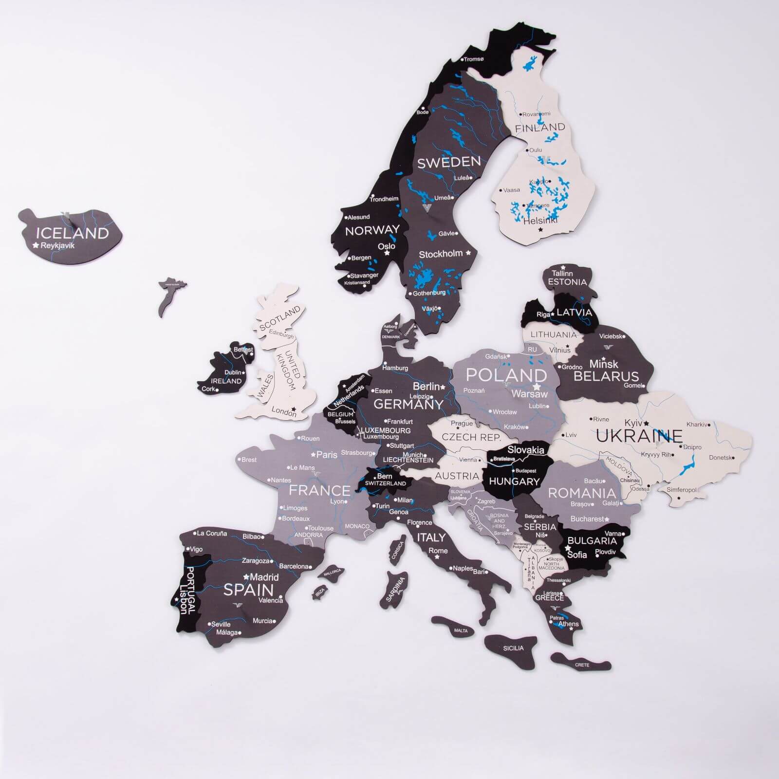3D Europe Wooden Map Nordik