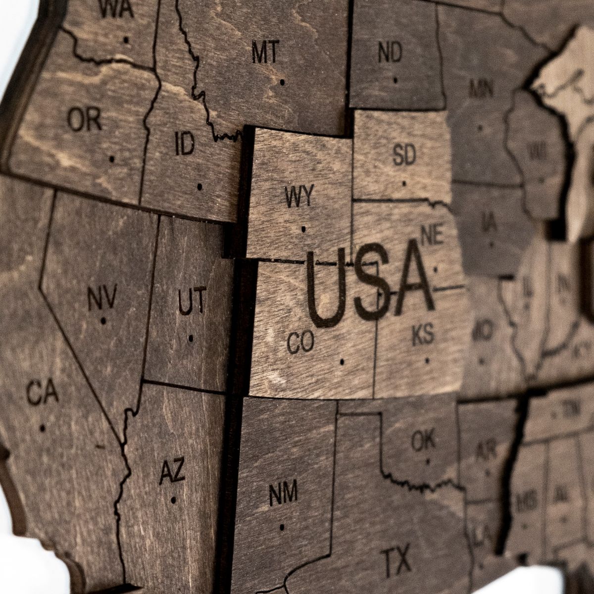 3D Wooden USA Map Multicolor