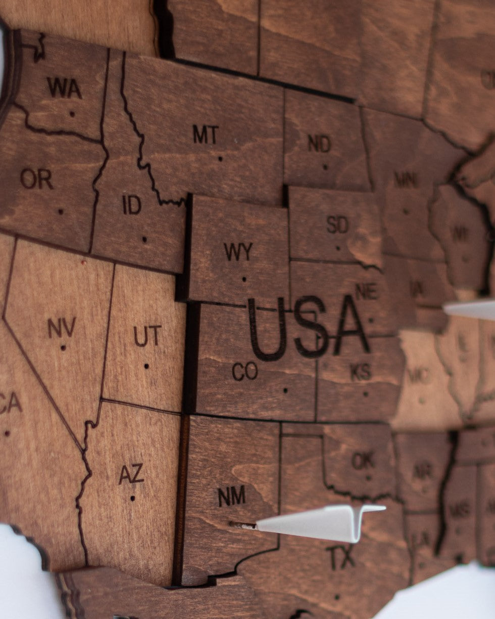 3D Wooden USA Map Multicolor