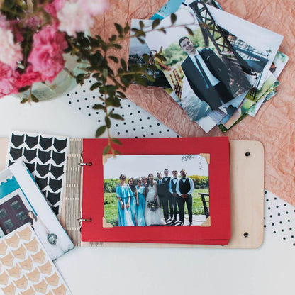 photo album on wood 