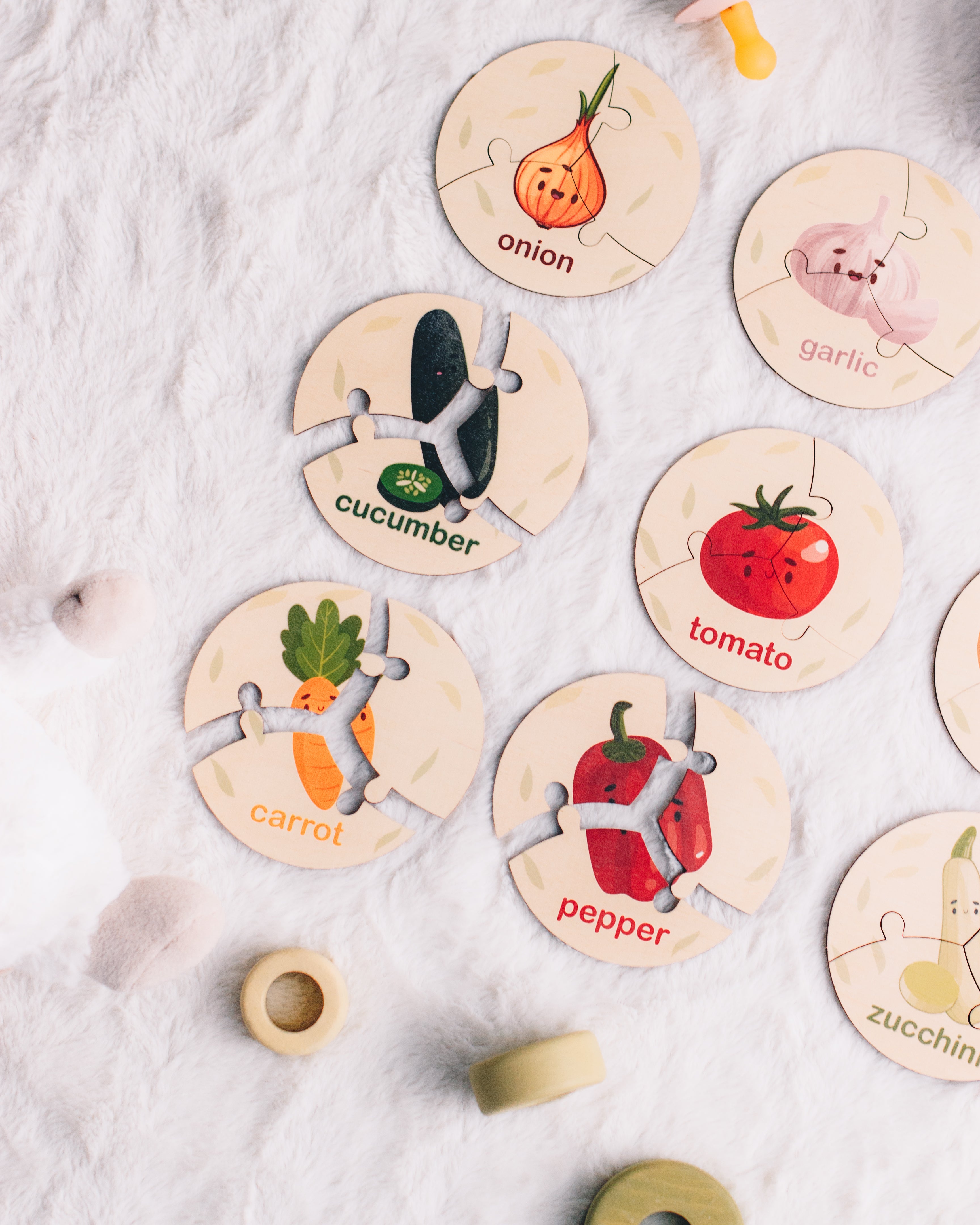 fruits round wooden  set