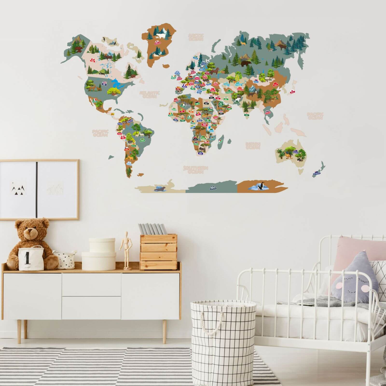 kids world map wall art