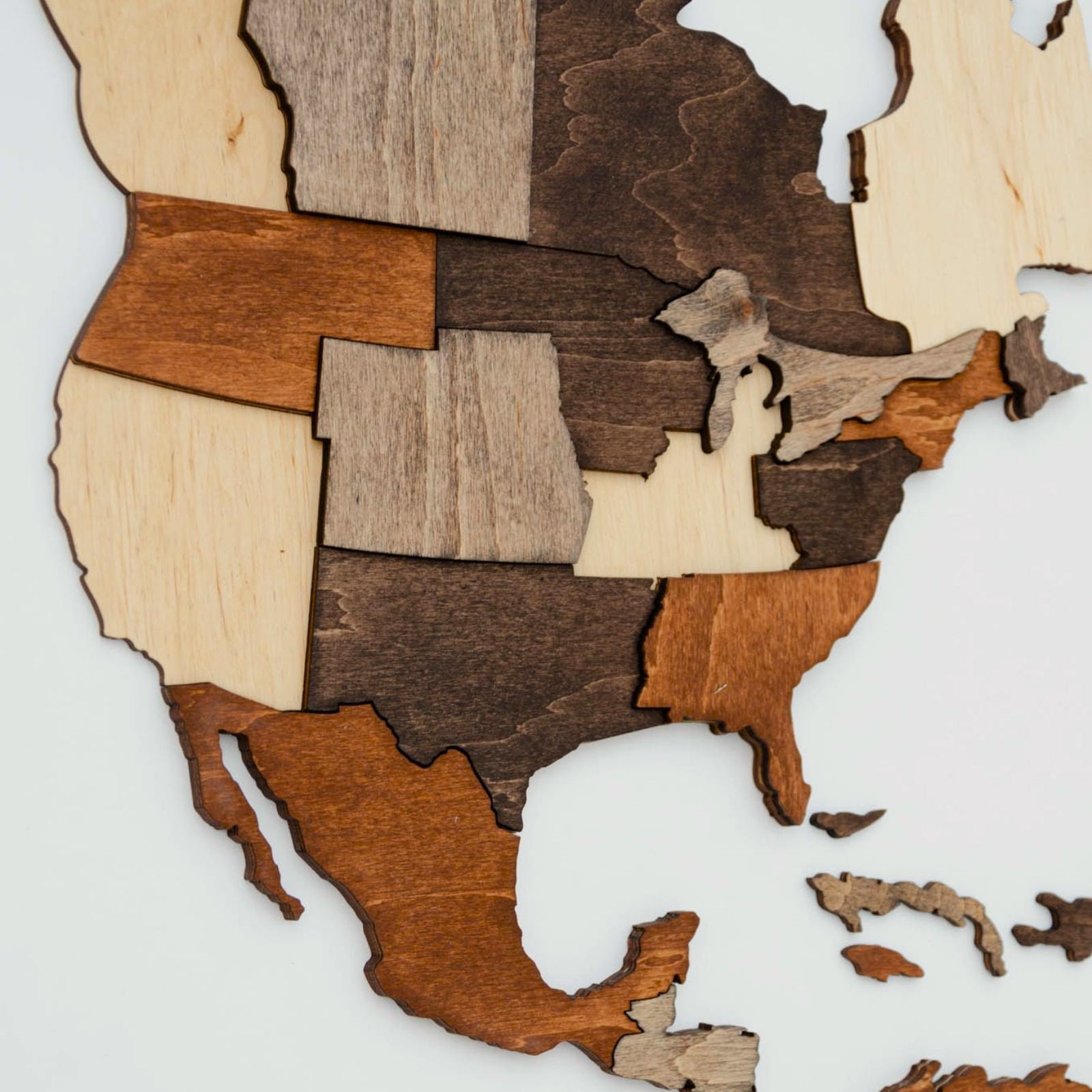 wooden map of the world