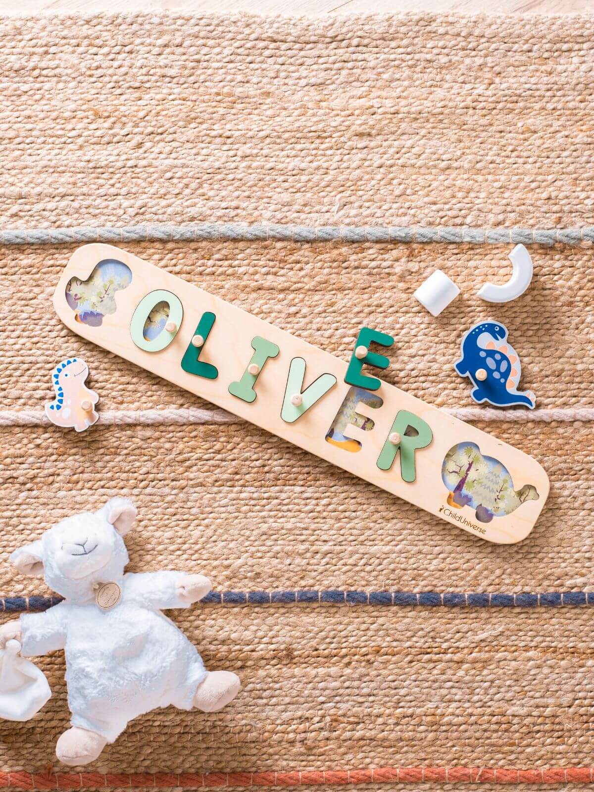 wooden dinosaur name puzzle