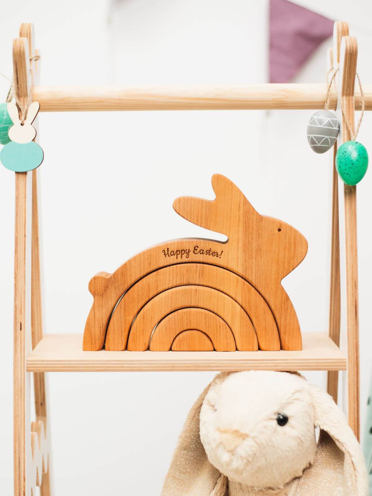 wooden bunny stacker