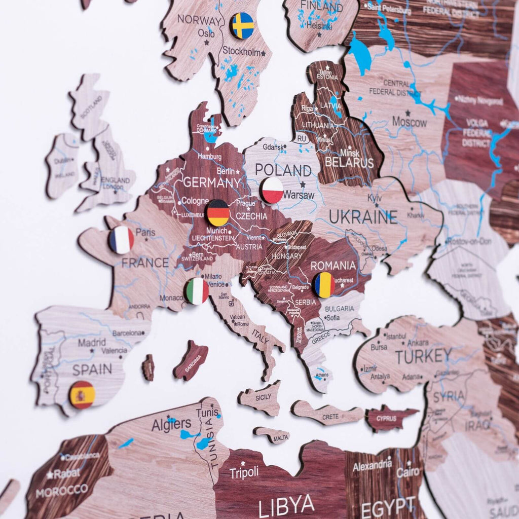 2D world map on the wall