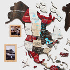 Bundle: 3D Colored Map with 9 Photo Frames and Flags Pins