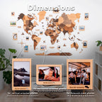 Bundle: 3D Colored Map with 9 Photo Frames and Flags Pins