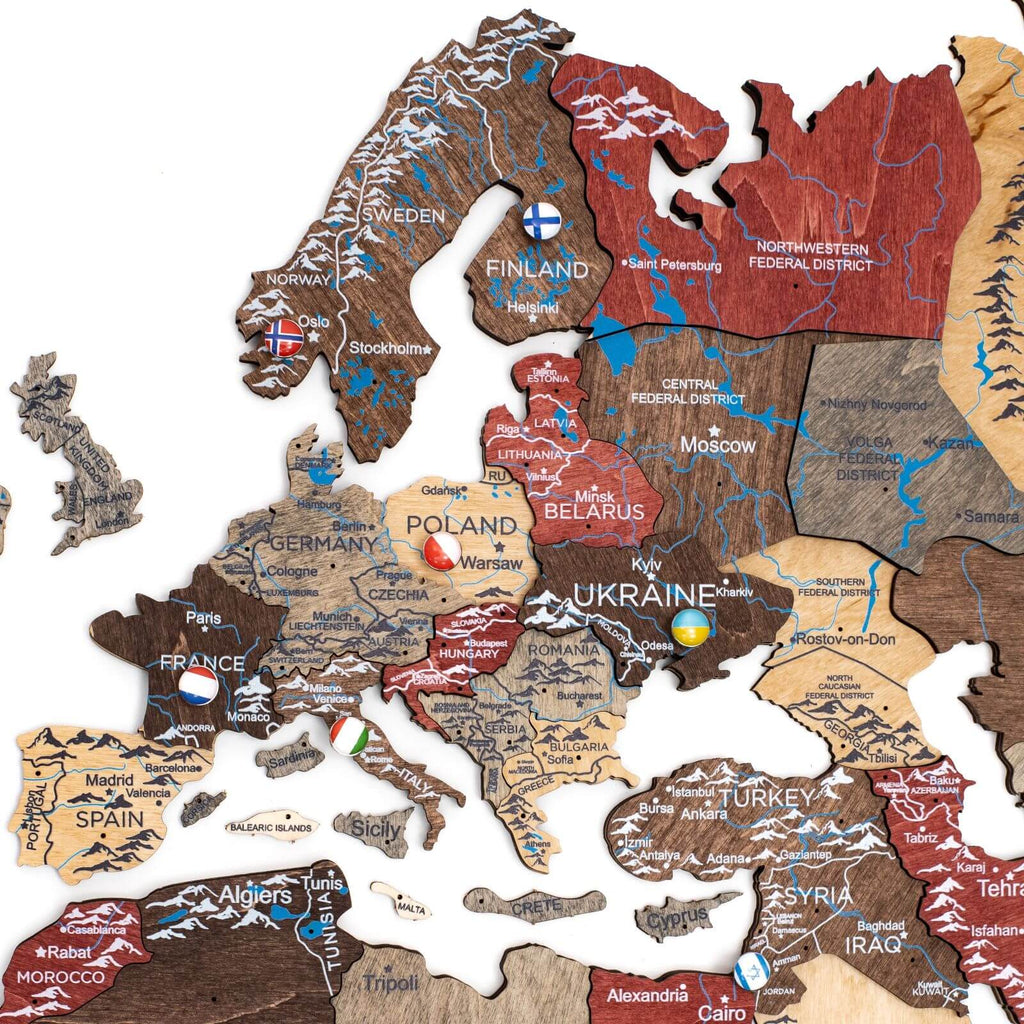 wooden world map