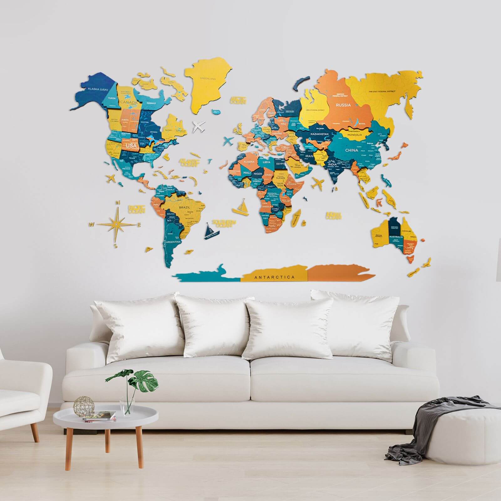 world map wall decor magnet
