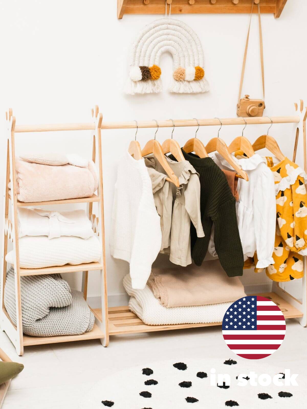 wooden clothes rack 